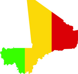 Simple flat flag map of the Republic of Mali
