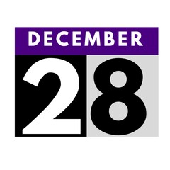 December 28 . flat modern daily calendar icon .date ,day, month .calendar for the month of December