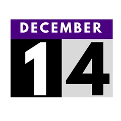 December 14 . flat modern daily calendar icon .date ,day, month .calendar for the month of December