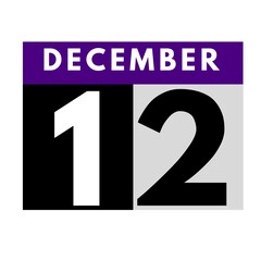 December 12 . flat modern daily calendar icon .date ,day, month .calendar for the month of December