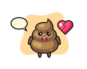 Fototapeta premium poop cartoon illustration is broken heart