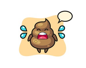 poop cartoon illustration with crying gesture