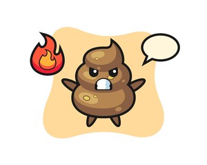 poop character cartoon with angry gesture