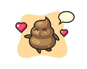 poop character cartoon with kissing gesture