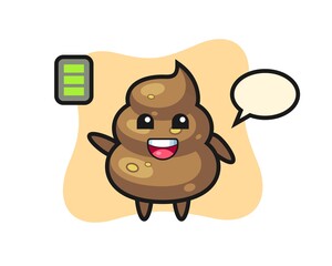 poop mascot character with energetic gesture
