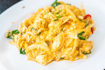 stir fried crab with curry sauce -Thai food.