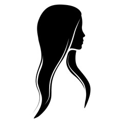 Woman long hair icon for beauty salon. Vector illustration.