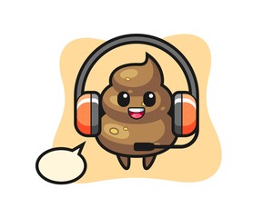 Cartoon mascot of poop as a customer service
