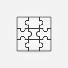 Puzzle with nine Pieces linear vector concept icon