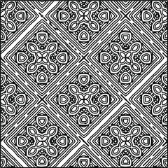  Geometric vector pattern with triangular elements. Seamless abstract ornament for wallpapers and backgrounds. Black and white colors. 