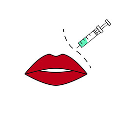 lip augmentation icon, contour plastic, nasolabial fold, vector on a white background