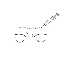 forehead injection and glabellar wrinkles icon, vector on white background