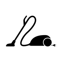 Vacuum cleaner icon. Black silhouette. Side view. Vector simple flat graphic illustration. The isolated object on a white background. Isolate.