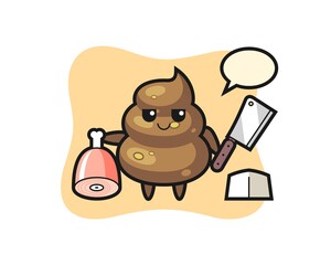 Illustration of poop character as a butcher