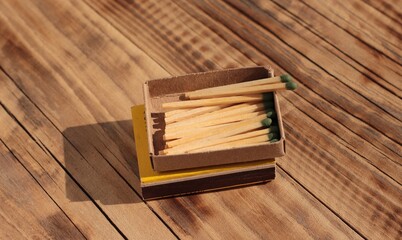 Naklejka na ściany i meble Matches in an open box on the table