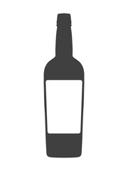 Vector vintage wine bottle with white label placed on white. Ready for place an ad.