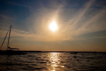 Fishing Boat at The Lake on Sunset