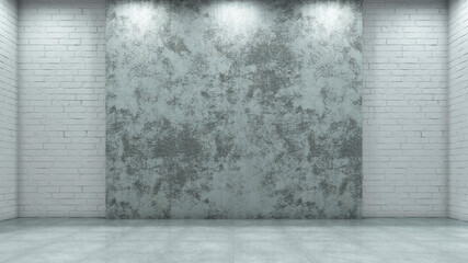 Brick concrete wall interior background. 3d illustration