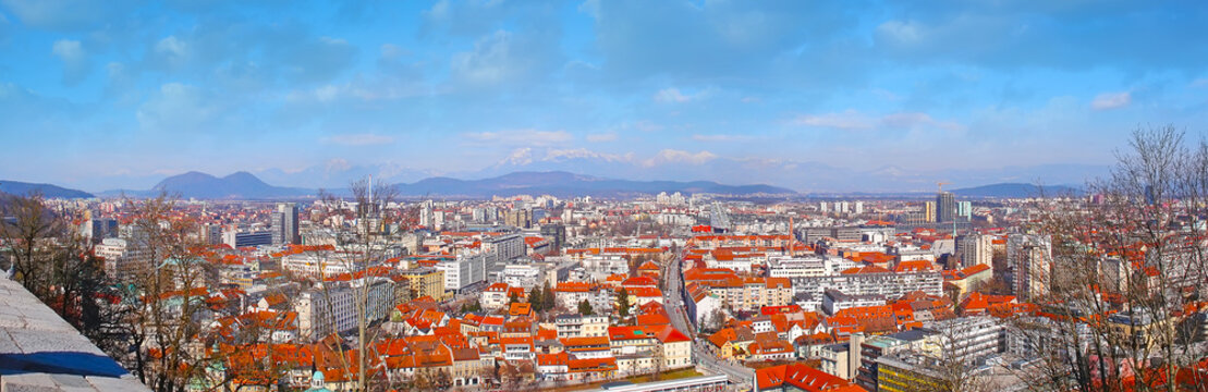 The red Roofs of Ljubljana from the Castle, Slovenia