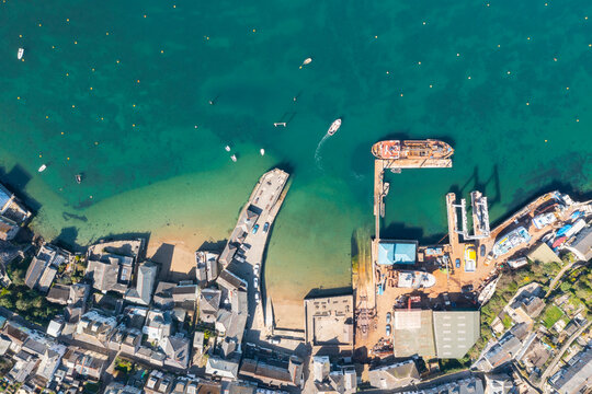 Aerial photograph of Fowey and Polruan, Cornwall, England.