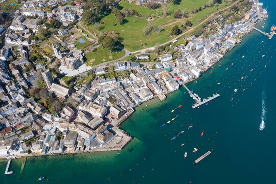 Aerial photograph of Fowey and Polruan, Cornwall, England.