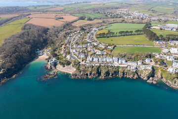 Aerial photograph of Fowey and Polruan, Cornwall, England.