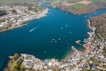 Aerial photograph of Fowey and Polruan, Cornwall, England.