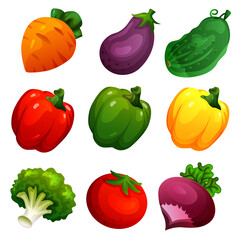 cute vegetable icon game set element