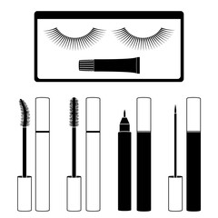 Ensemble d’objets noirs et blancs pour la beauté des yeux et des cils.