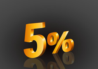 5% off 3d gold, Special Offer 5% off, Sales Up to 5 Percent, big deals, perfect for flyers, banners, advertisements, stickers, offer icons, etc.