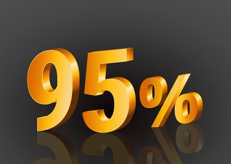 95% off 3d gold, Special Offer 95% off, Sales Up to 95 Percent, big deals, perfect for flyers, banners, advertisements, stickers, offer icons, etc.
