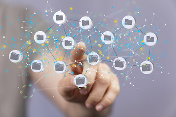 data Internet infrastructure concept. Abstract technology background. 3D rendering.