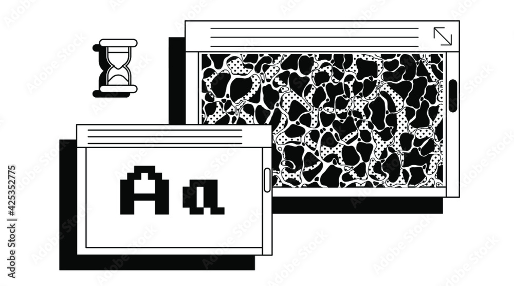 Aufkleber Retro vaporwave desktop with message boxes and user interface elements. A conceptual illustration of website and application programming.