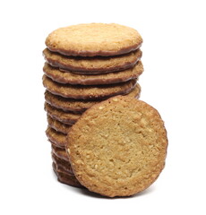 Oat cookies with milk chocolate isolated on white background