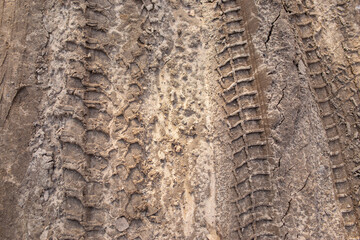 drawing of car tires on the sand