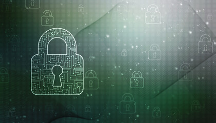 2d illustration Safety concept: Closed Padlock on digital background