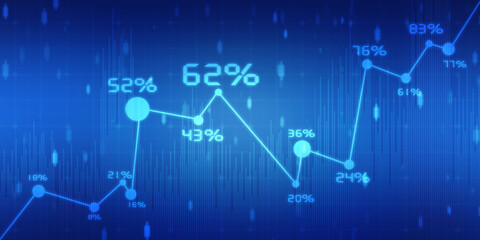 2d rendering Stock market online business concept. business Graph 