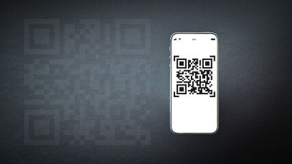 Qr code payment. Digital mobile smart phone with qr code scanner on smartphone screen for payment...