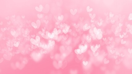 Pink wallpaper background with beautiful heart shape bokeh.