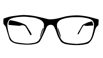 Vector black silhouette of glasses on white background