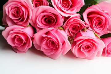 mockup greeting card. beautiful bouquet of roses and white blank for text 