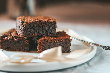 Closeup on American brownie cookies