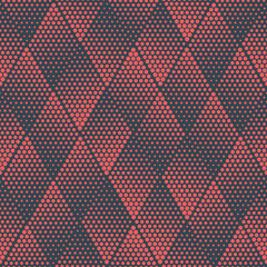 Red Rhombus Geometric Halftone Seamless Pattern Abstract Vector Repetitive Background