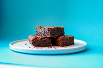 Brownies on a blue background