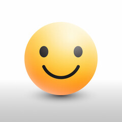 Smiley Face 3D Vector Yellow Icon Modern Design for Social Network Facebook On Abstract White Background