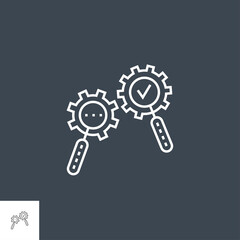 Search Process Related Vector Thin Line Icon. Isolated on Black Background. Editable Stroke. Vector Illustration.