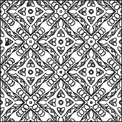  Geometric vector pattern with triangular elements. Seamless abstract ornament for wallpapers and backgrounds. Black and white colors. 