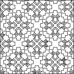 Geometric vector pattern with triangular elements. Seamless abstract ornament for wallpapers and backgrounds. Black and white colors. 