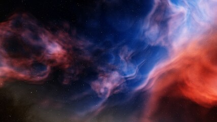 Naklejka na ściany i meble Space background with realistic nebula and shining stars 3d render
