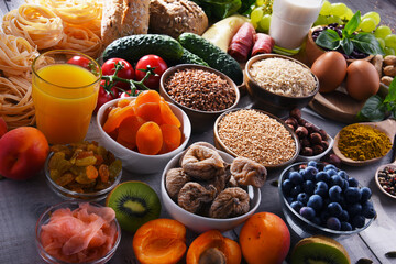 Assorted organic food products on the table